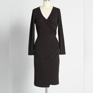 Modcloth Knit on the Town Faux-Wrap Dress